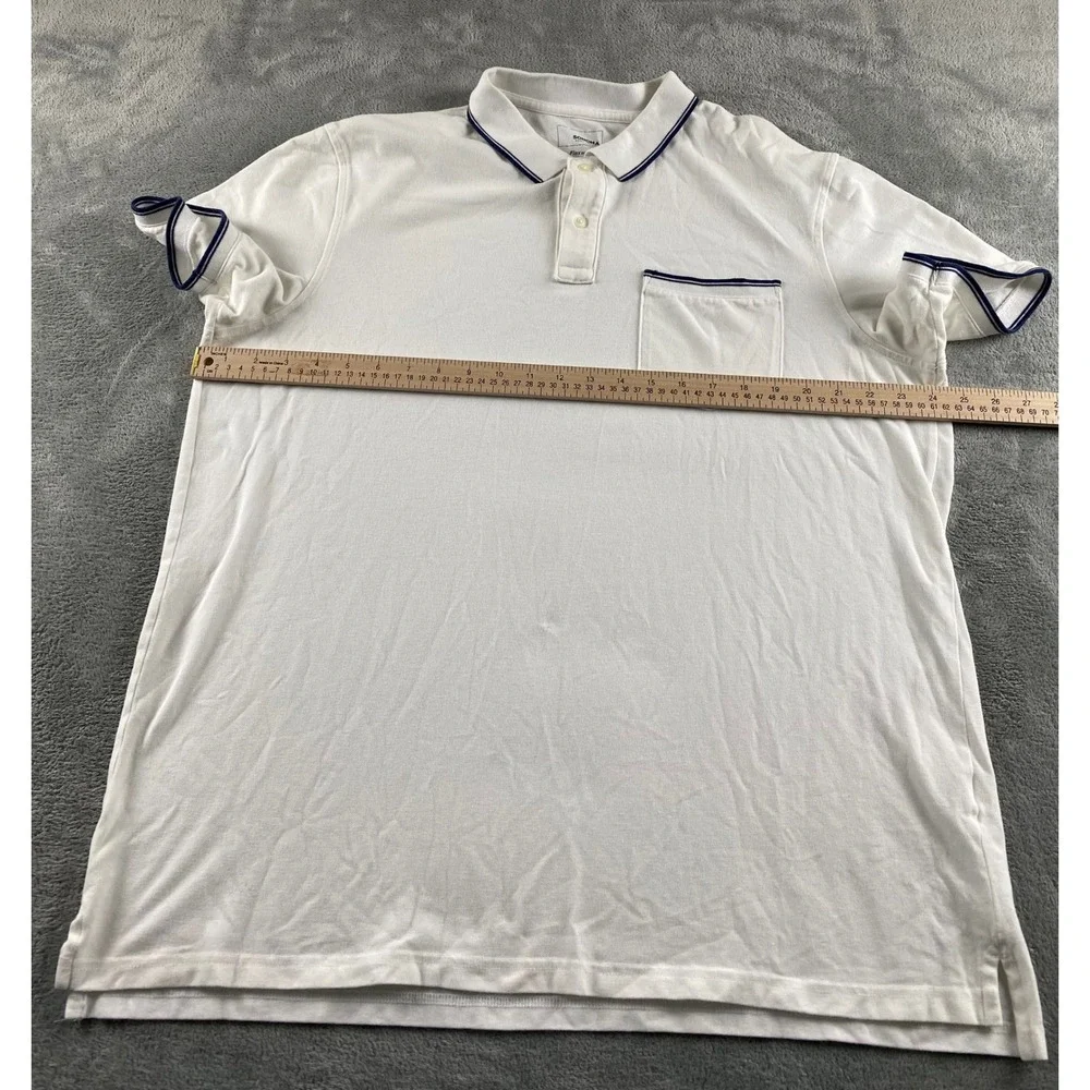 Sonoma Flexwear Mens XL White Navy Tipped Pocket‎ Polo Shirt Stretch Cotton